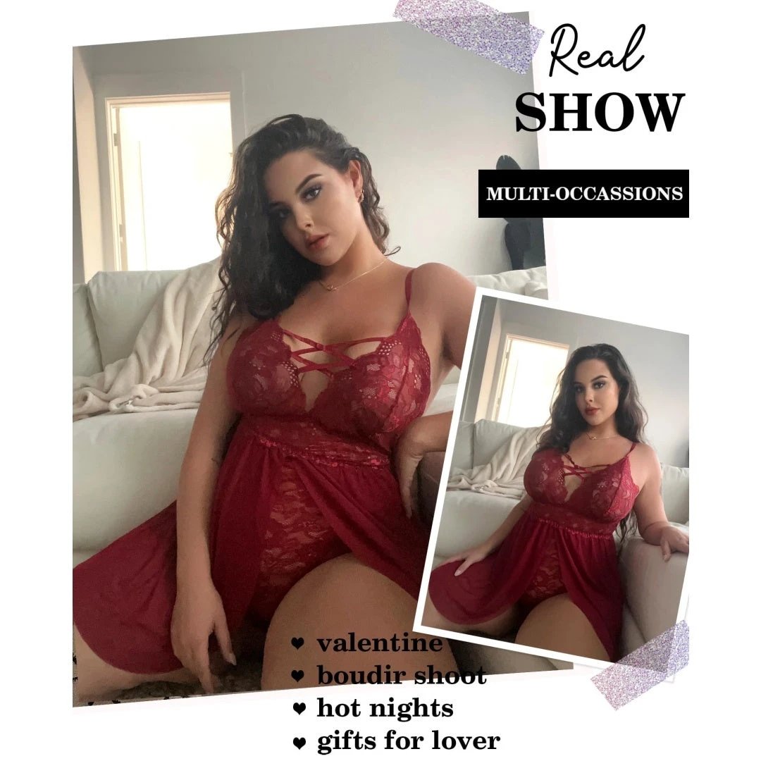 Plus Size Babydoll Snap Crotch Lingerie Nightgown