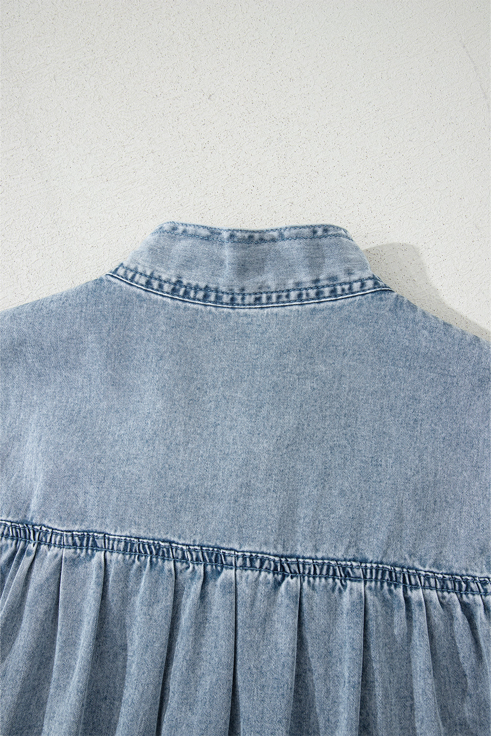 Clare Sleeveless Ruffled Chambray Dress