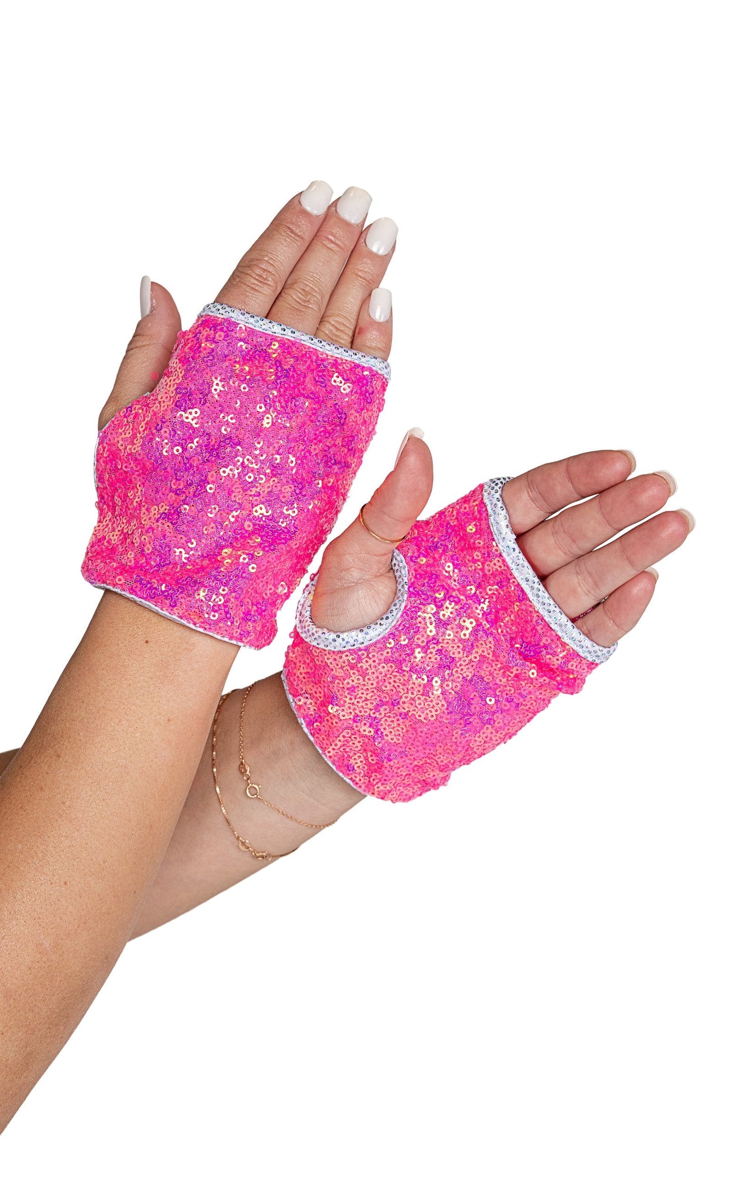 Open Finger Sequin Gloves