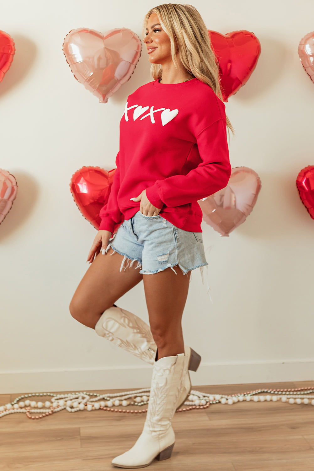 Clementine Print Valentines Heart Sweatshirt
