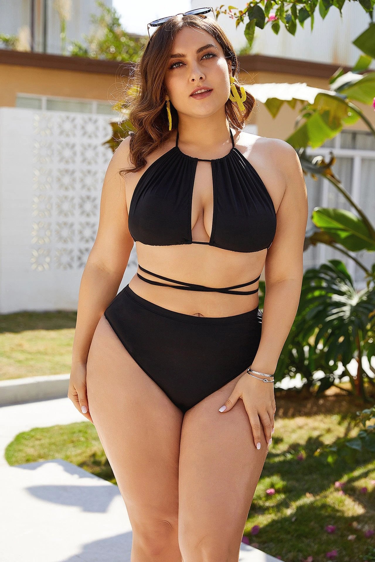 Sexy Black High Waist Slim Bikini Set