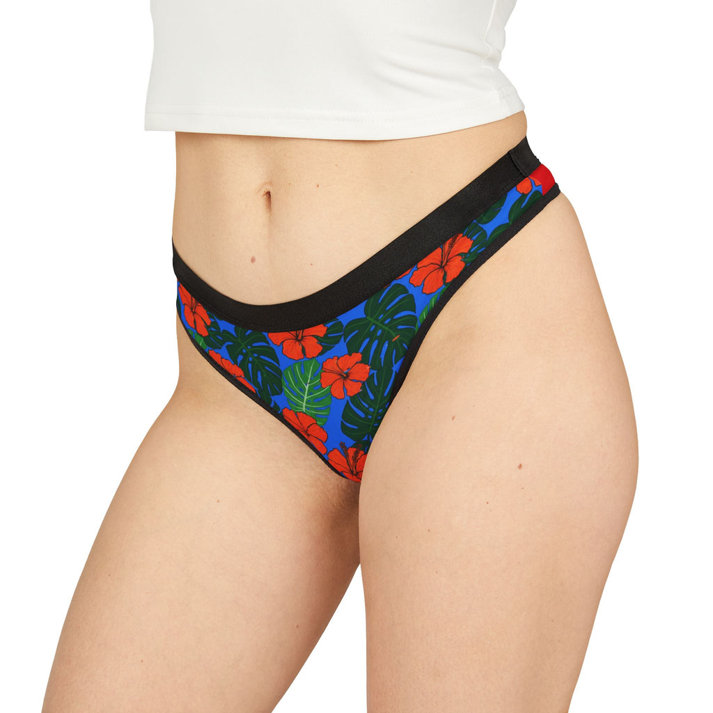 Floral Hibiscus Tropical Women's Thong — Vibrant Island Print Underwear