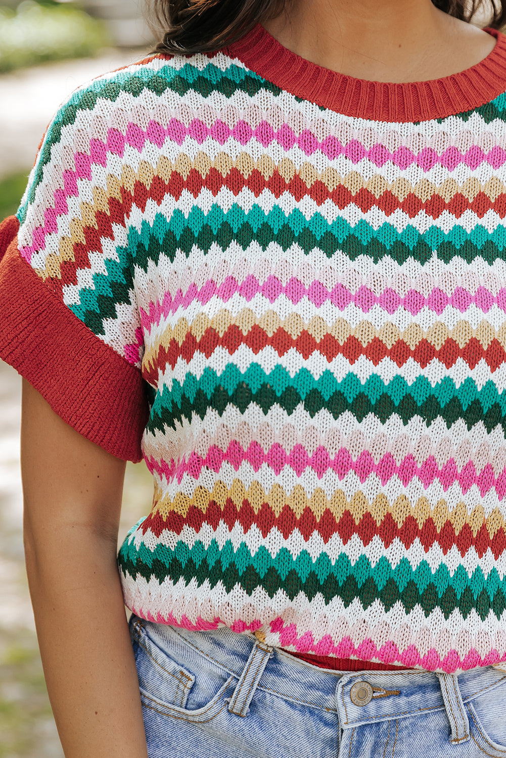 Molly Sleeve Colorful Textured Sweater