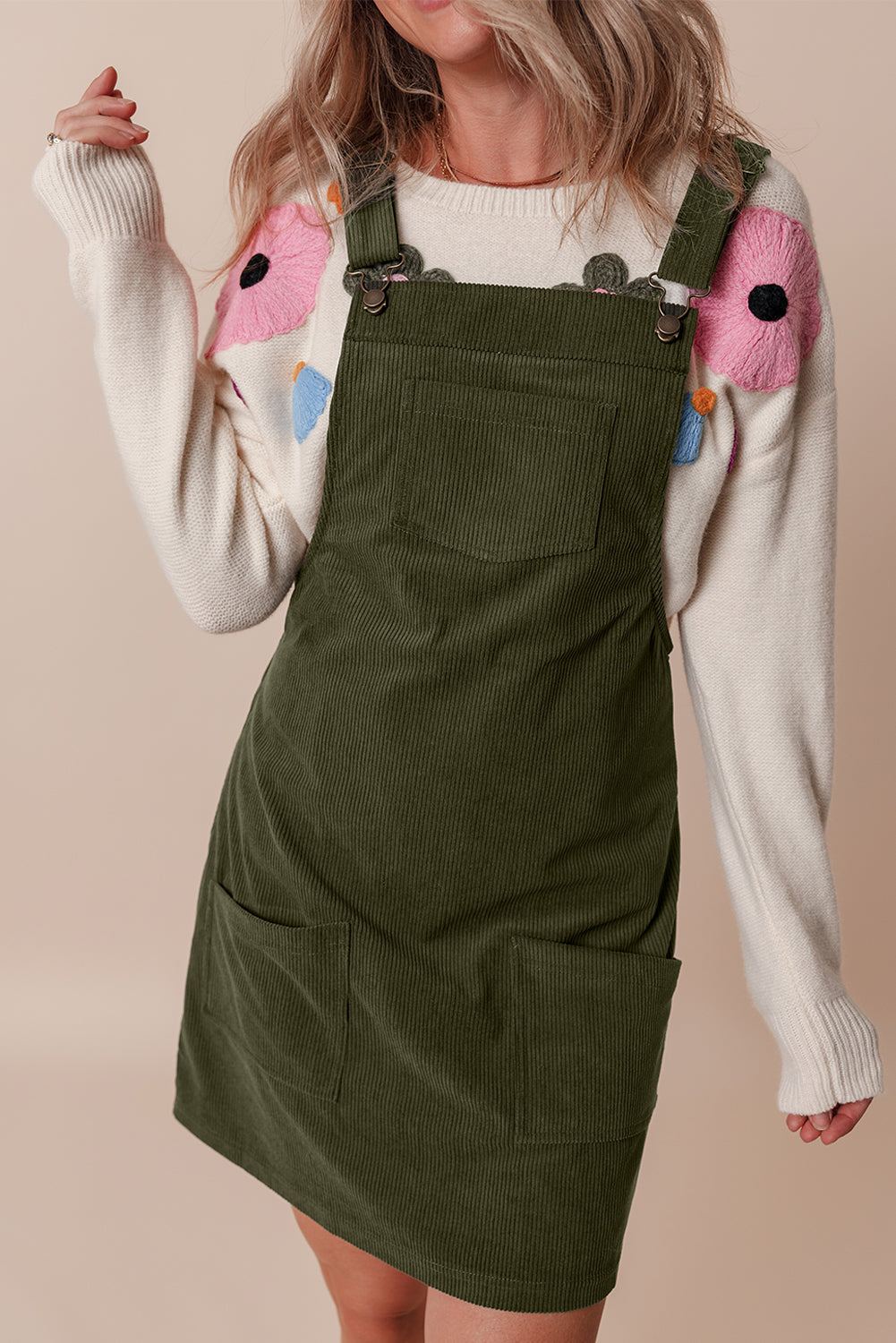 Alexis Front Pockets Corduroy Overall Dress.