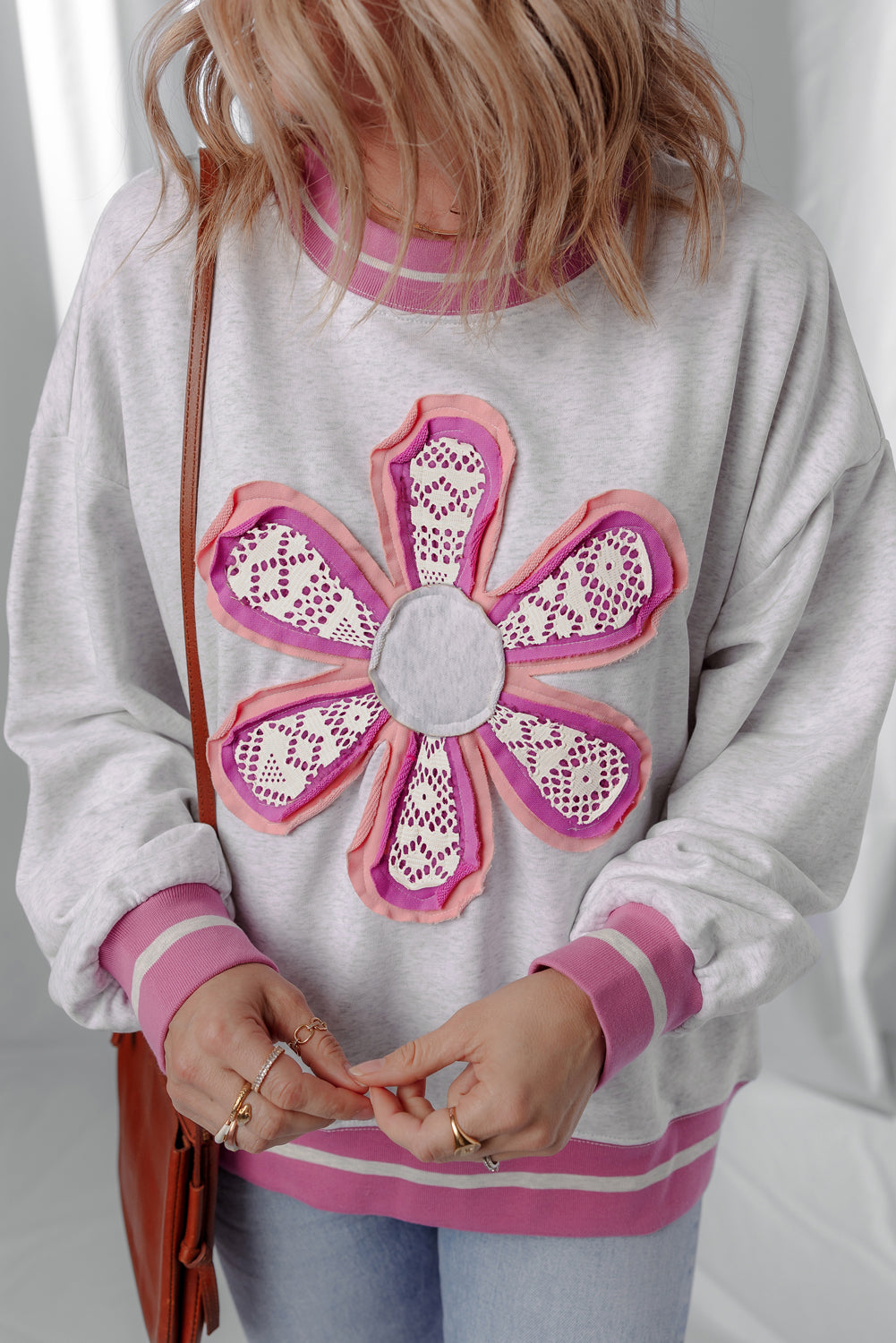 Caroline Flower Crew Neck Sweatshirt