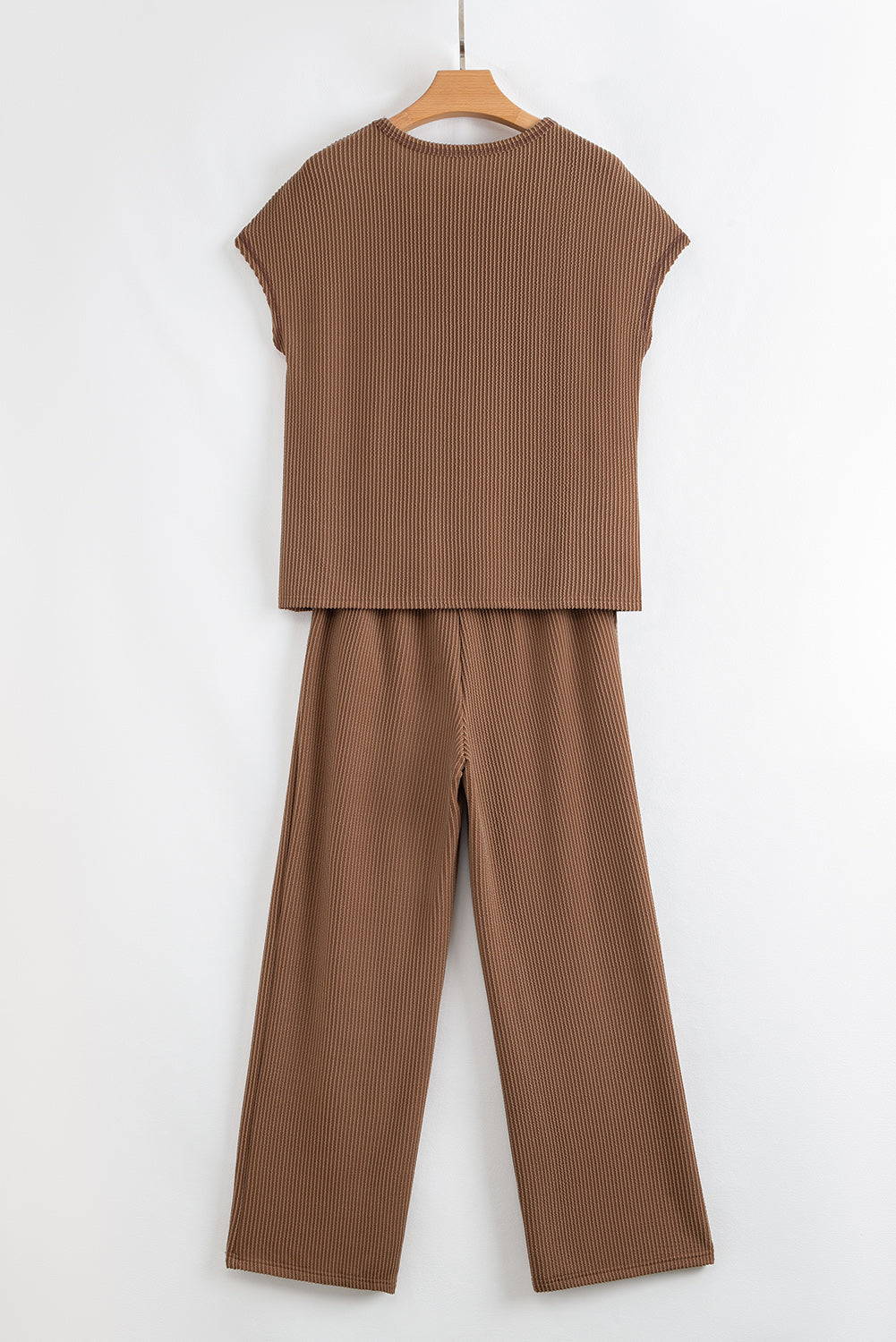 Megan Corded Short Sleeve Top and Casual Pants Set