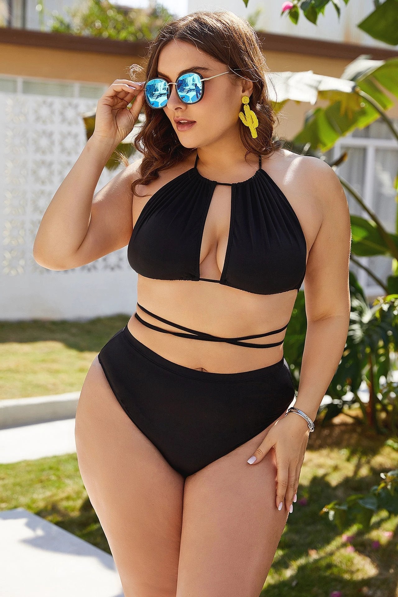 Sexy Black High Waist Slim Bikini Set