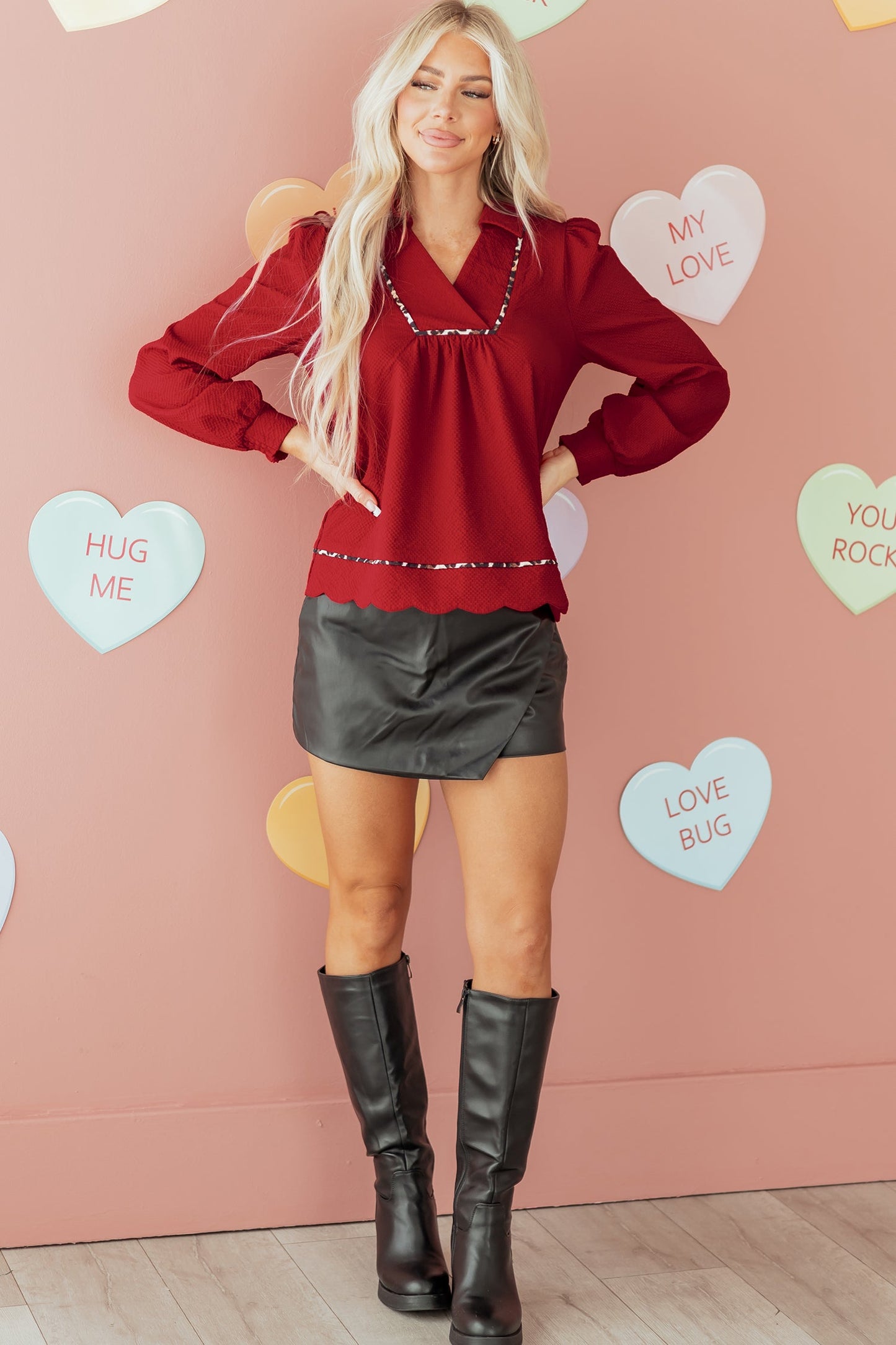 Alma Contrasted Trim Textured Blouse