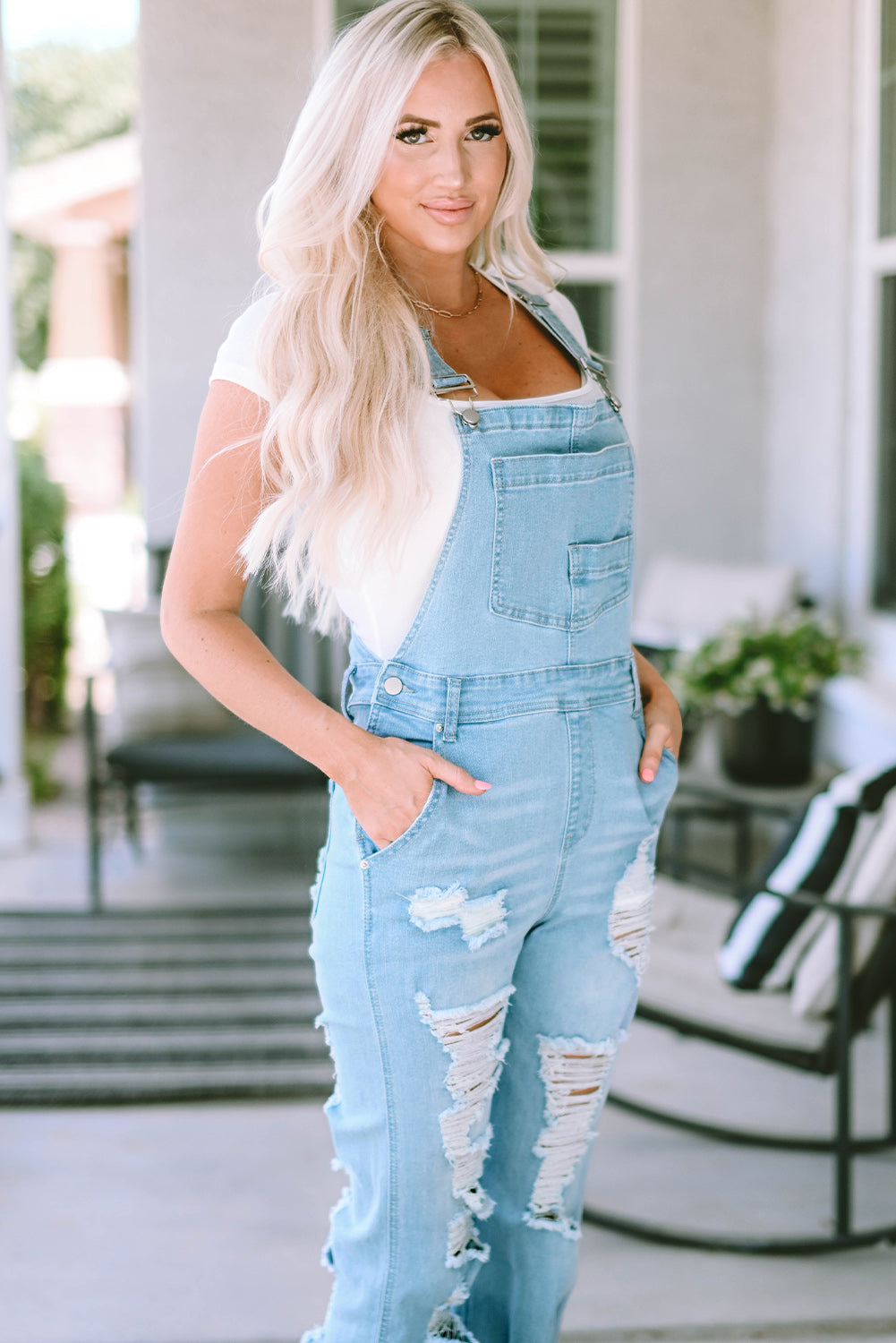 Sophia Constructed Bib Distressed Overalls
