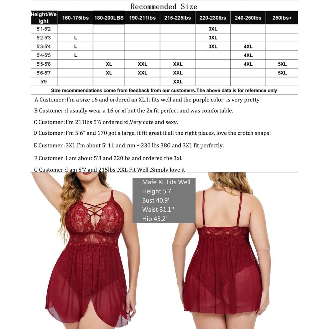 Plus Size Babydoll Snap Crotch Lingerie Nightgown