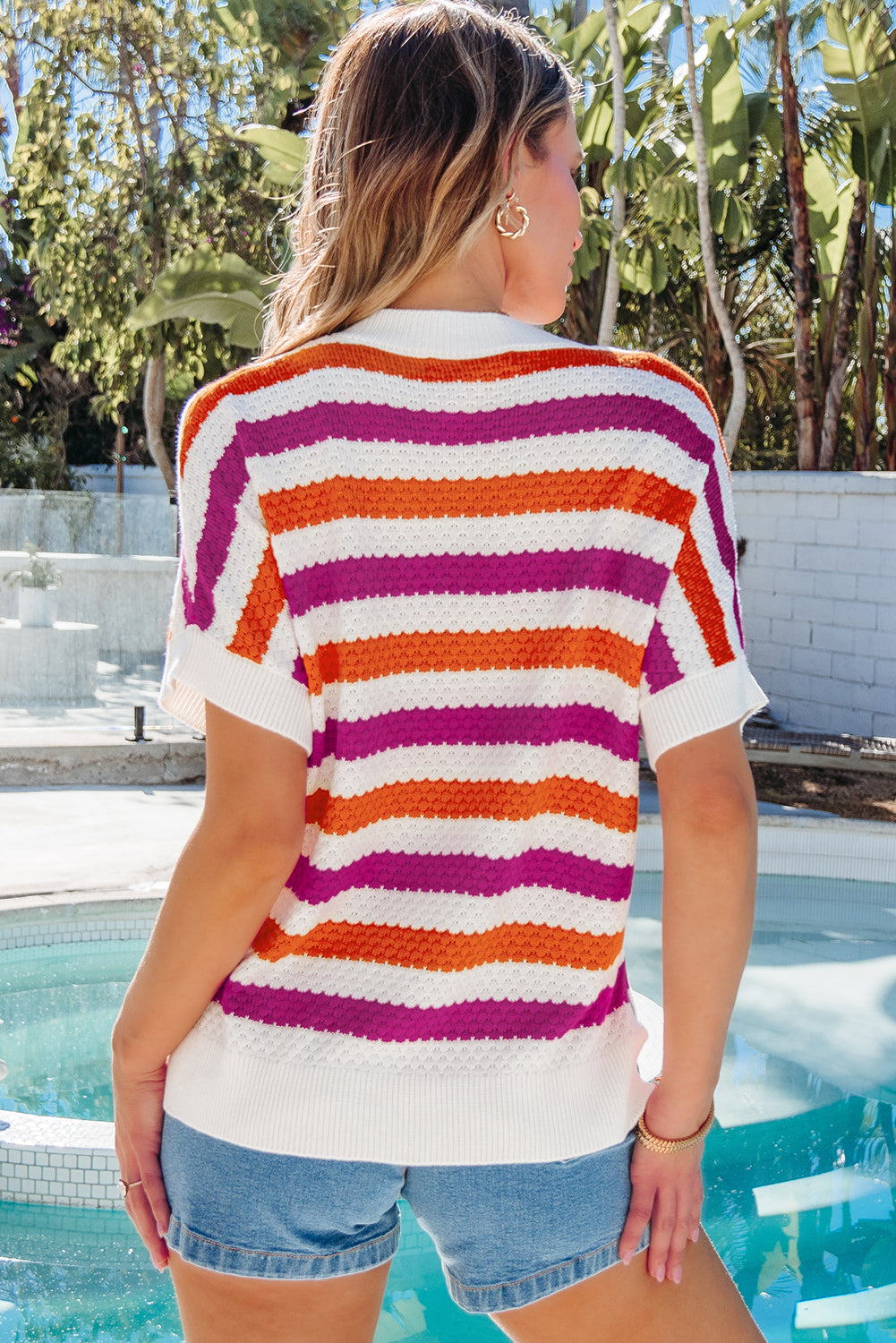 Georgia Stripe Short Sleeve Sweater