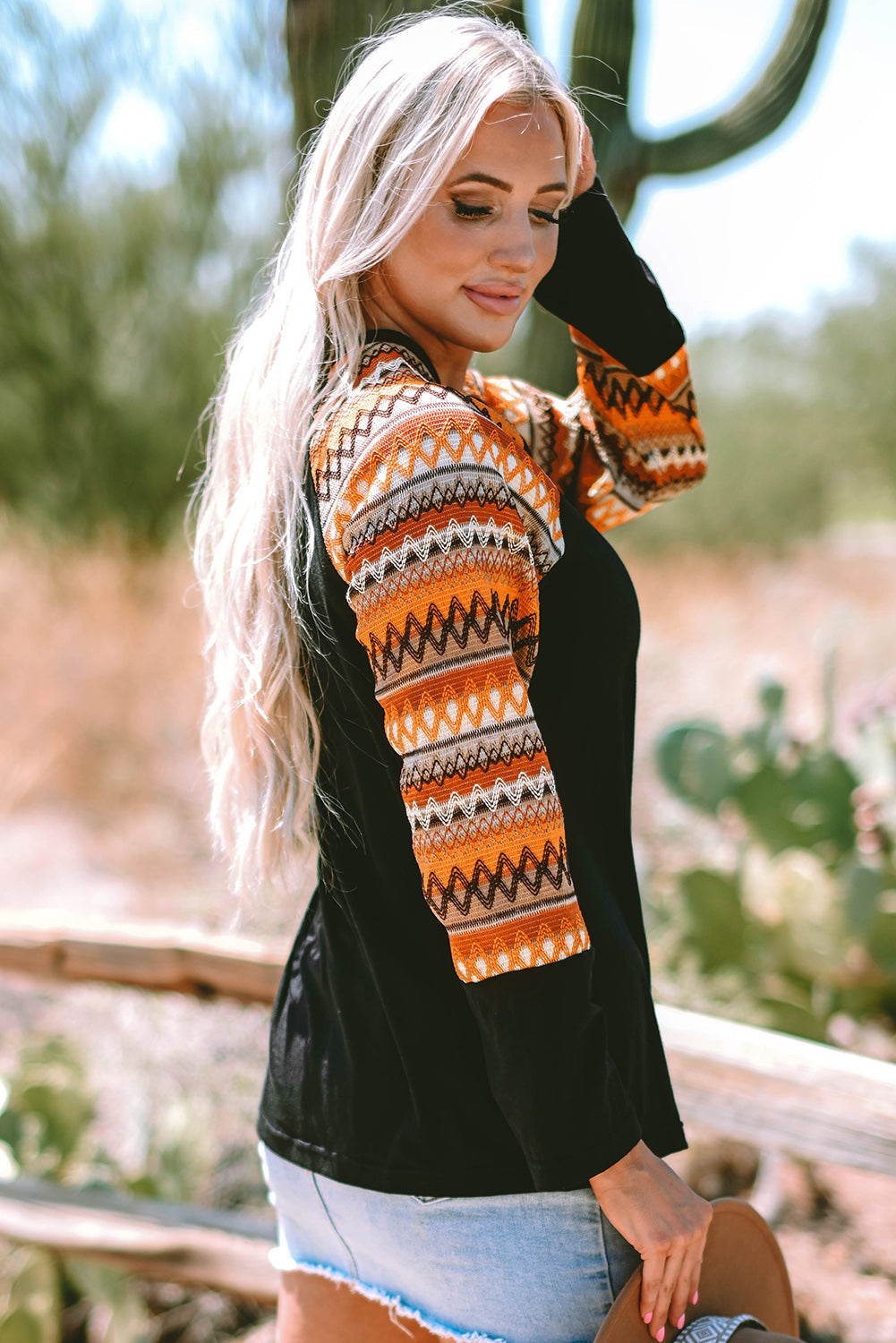 Aurora Raglan Patchwork Long Sleeve Top