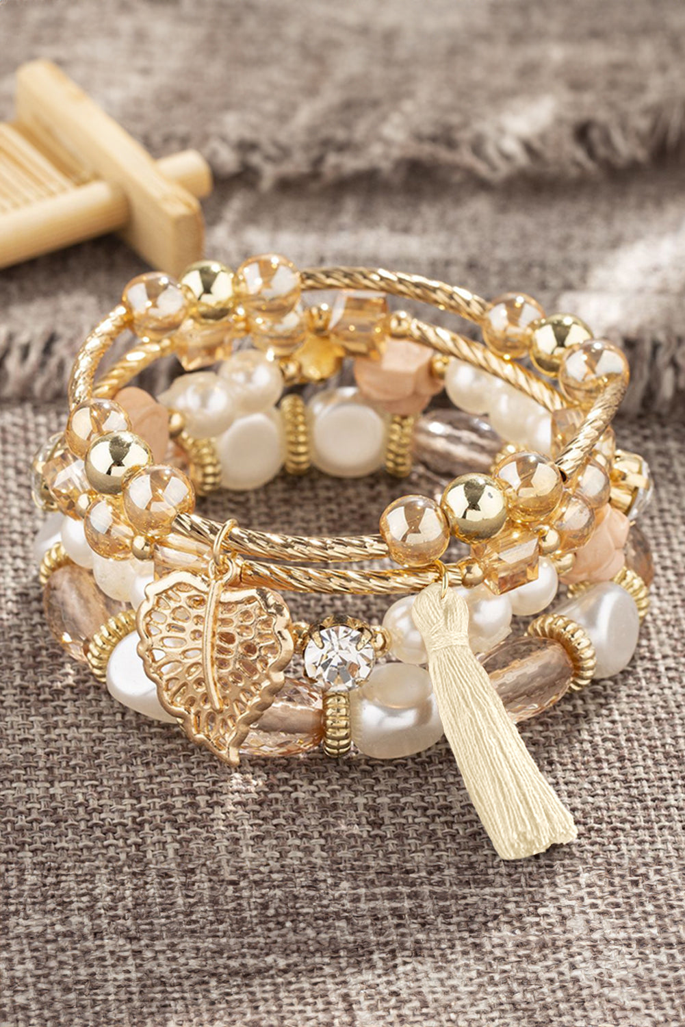 Mariana Beaded Fringed Layered Bracelet