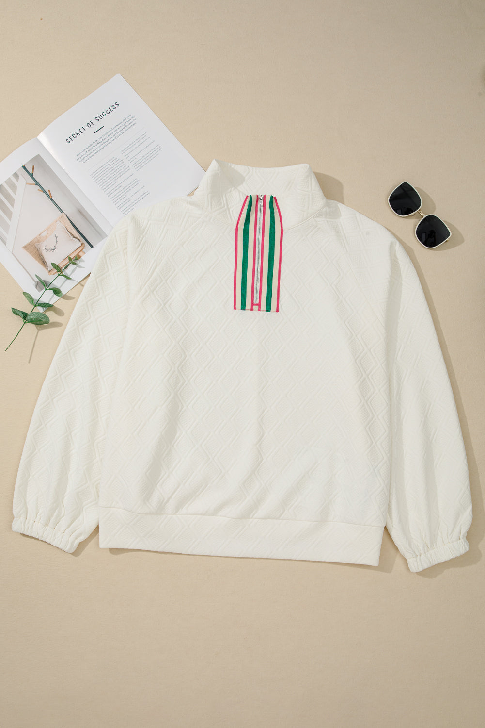 Aria Striped Collar Baggy Sweatshirt