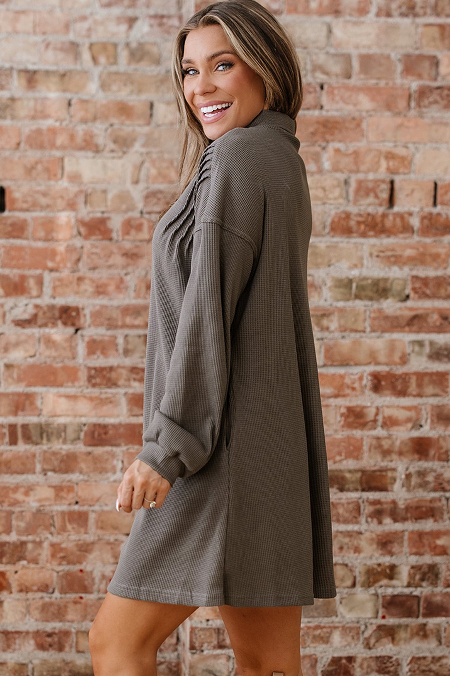 Viviana Taupe Waffle Knit Shirt