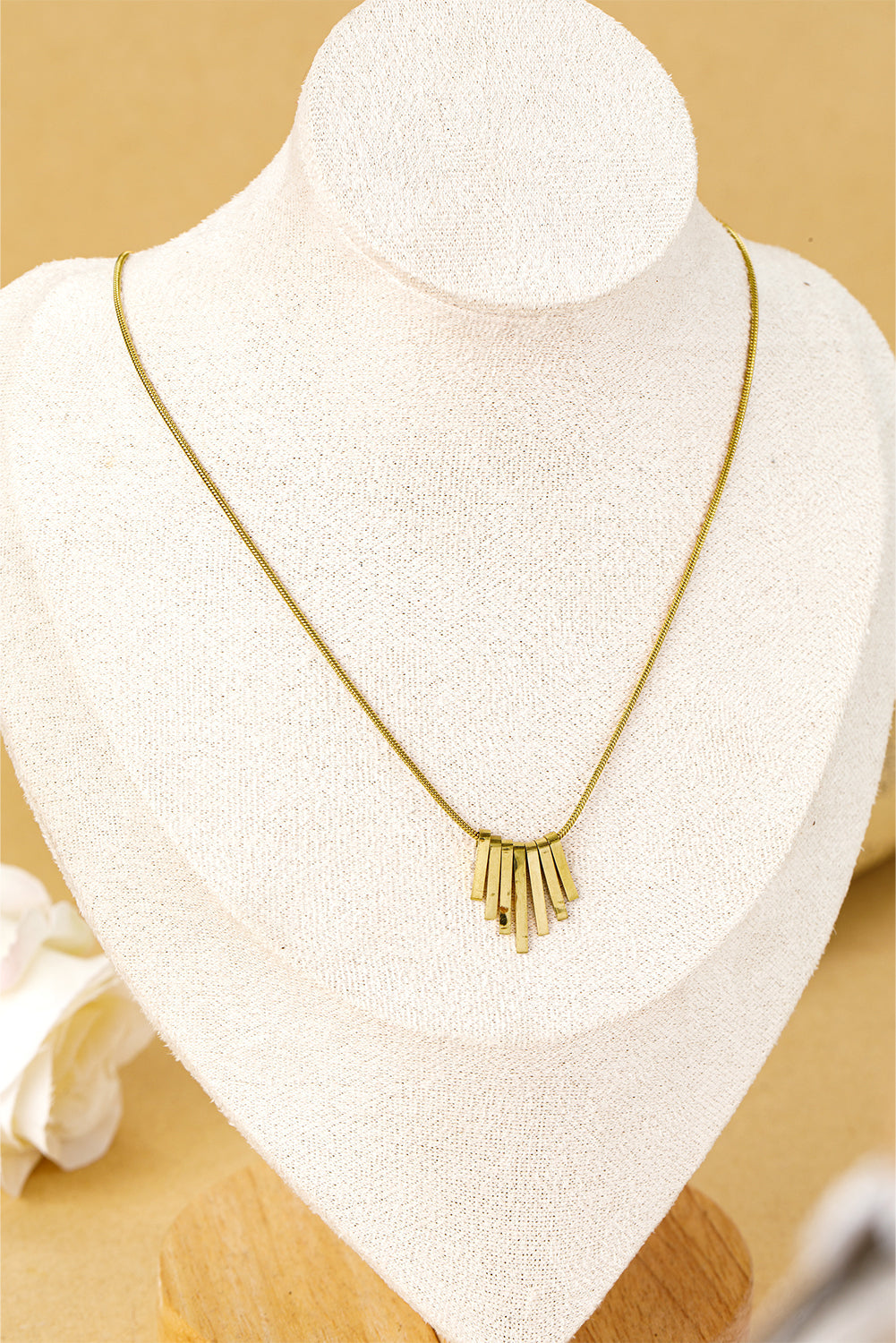 Gold Asymmetric Bar Pendant Necklace