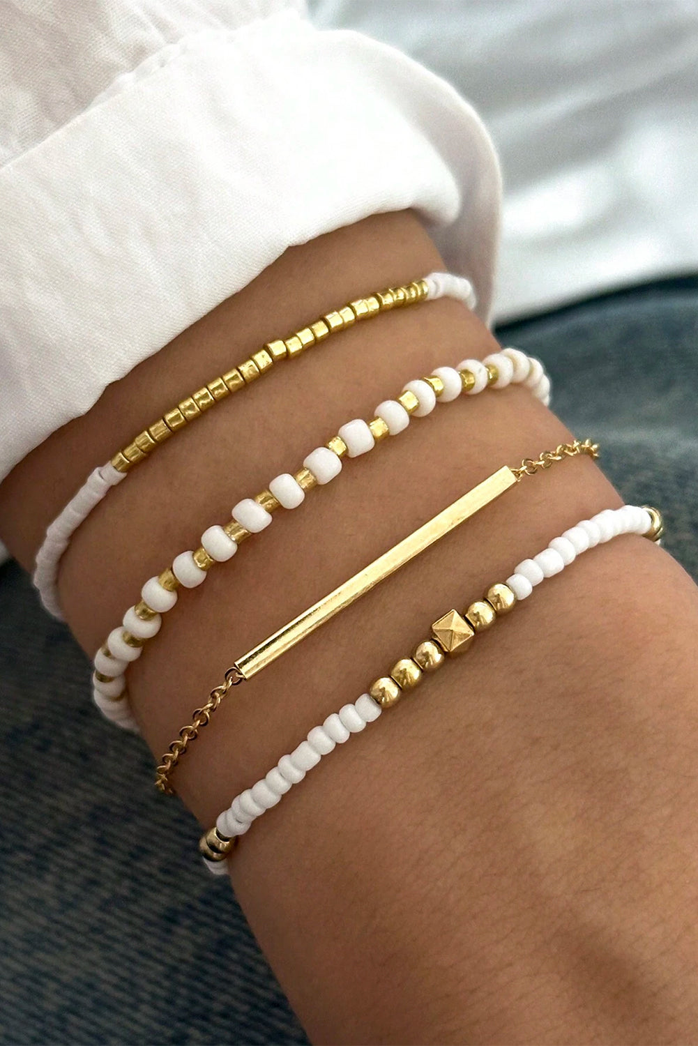Tiny Beaded Multi Layer Bracelet Set