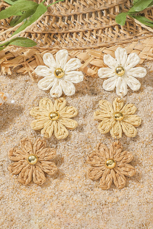 Crochet Flowers Stud Dangle Earrings