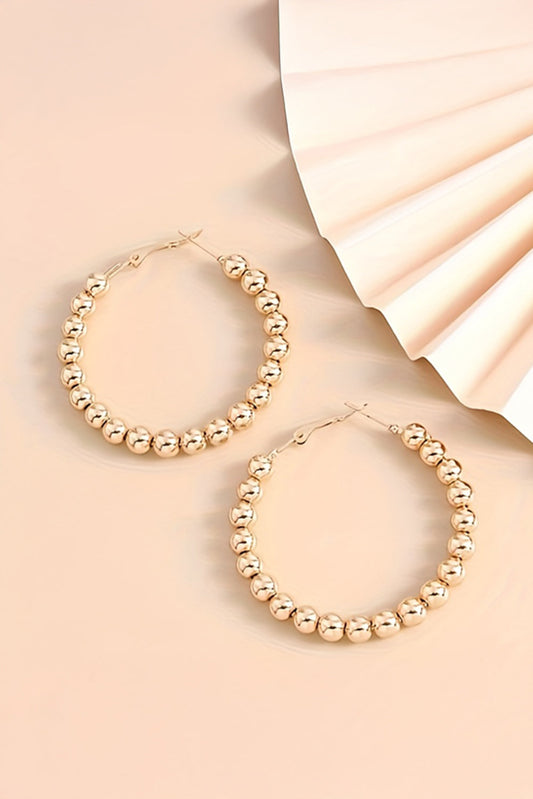 Gold Beads Hoop Earrings