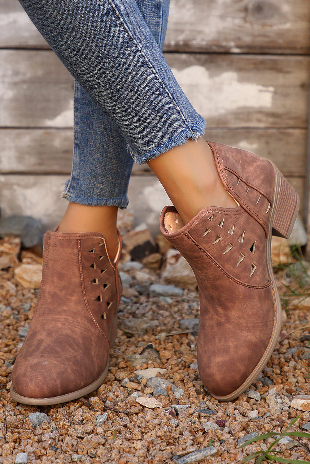 Quinn Cut Out Suede Ankle Boots