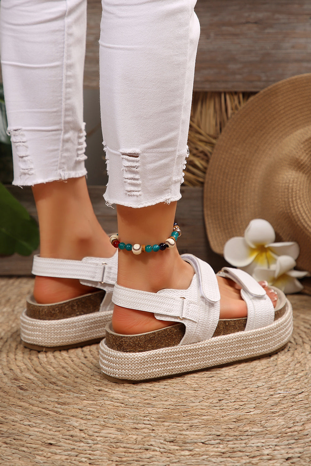 Sofia Double Velcro Woven Platform Sandals