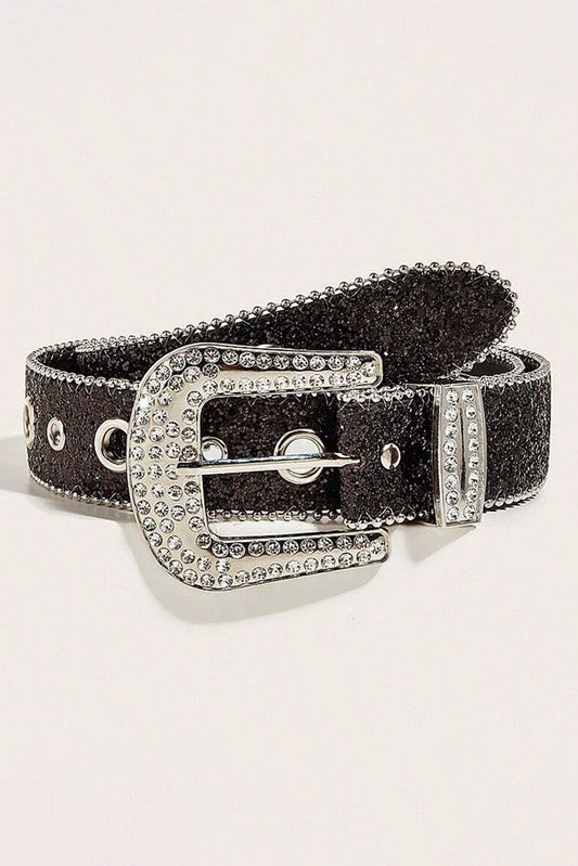 Black Rhinestone Buckle Belt