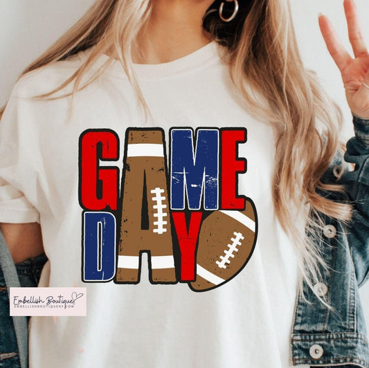 Red & Blue Football - Game Day tee, sweatshirt & hoodie
