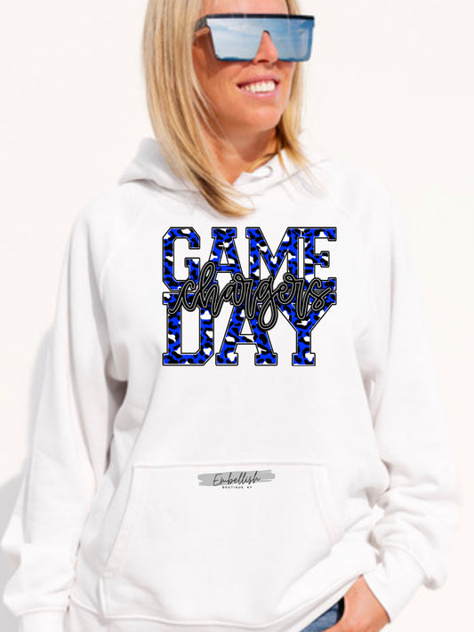 Game Day Chargers -Blue Leopard