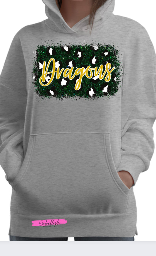 Faux Glitter Bleach Leopard - Dragons (Green Glitter)