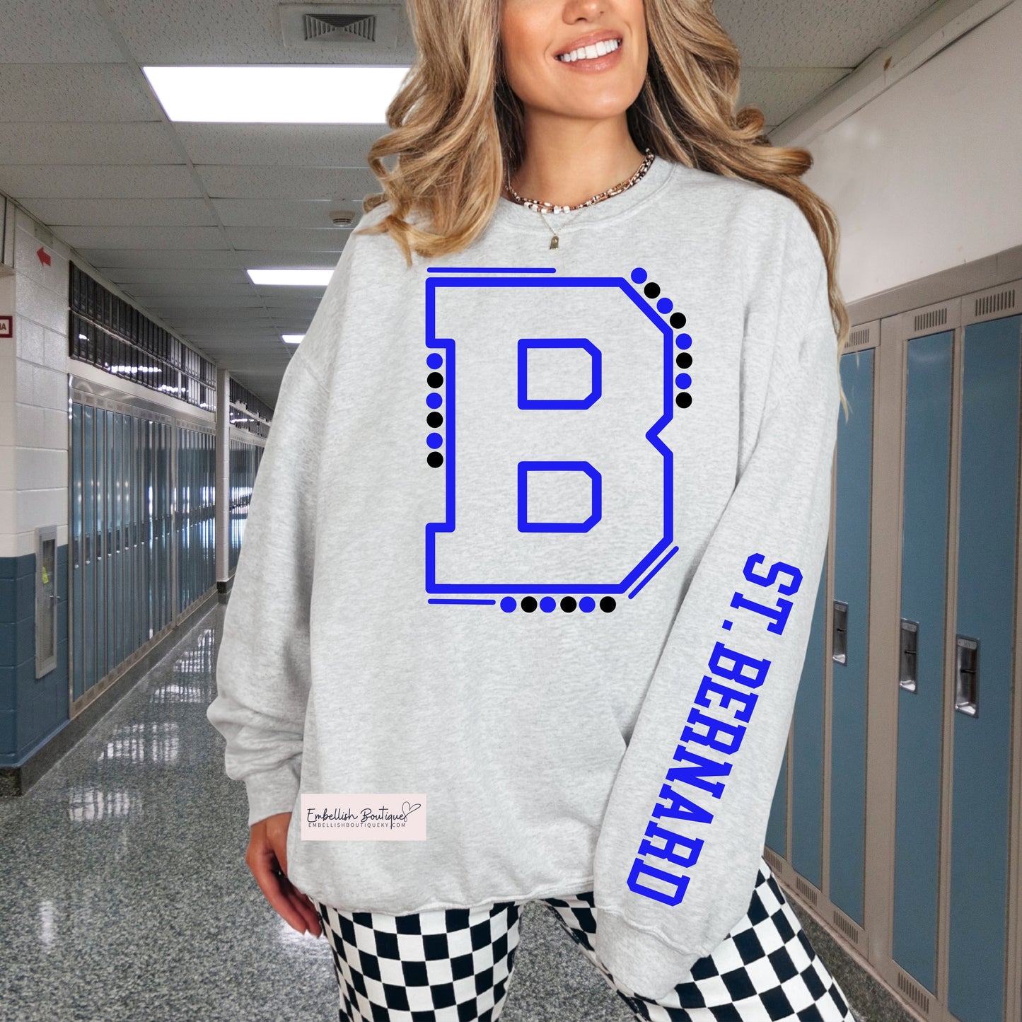 CUSTOM - Initial & School/Team Name Sweatshirt