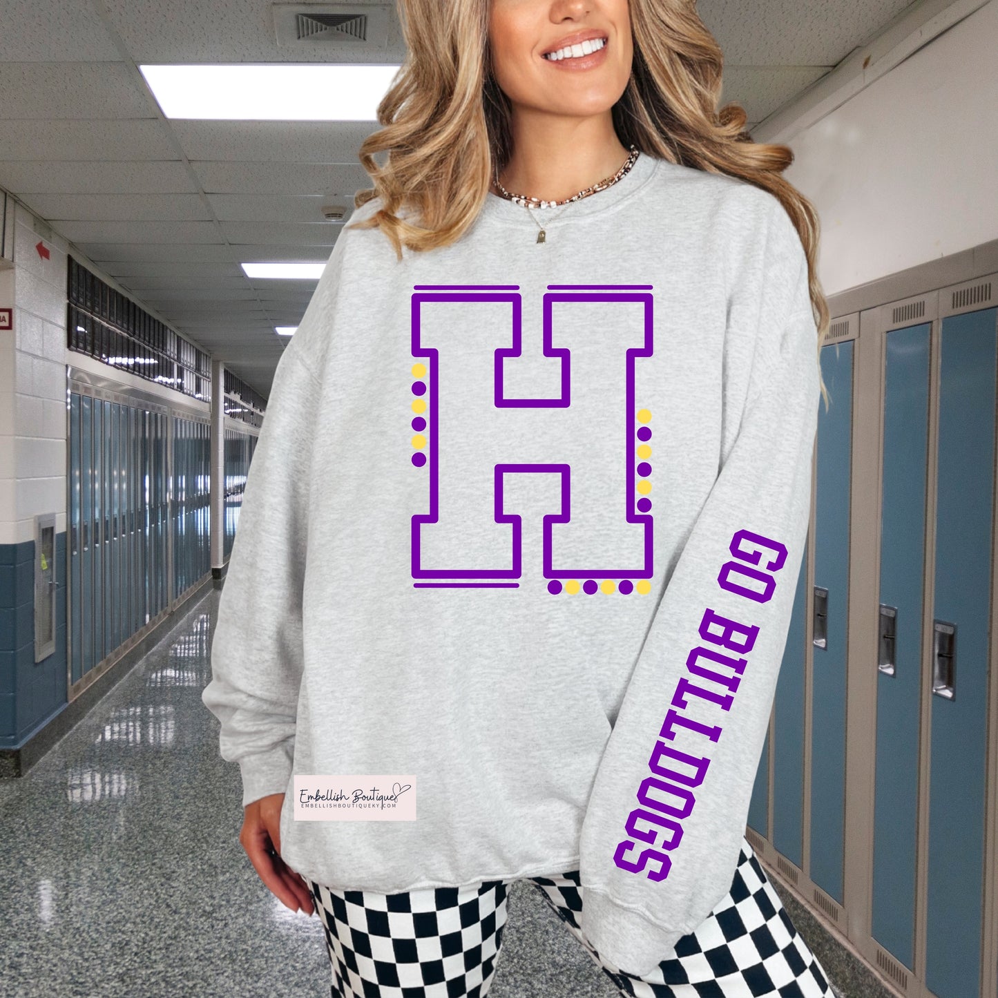 CUSTOM - Initial & School/Team Name Sweatshirt