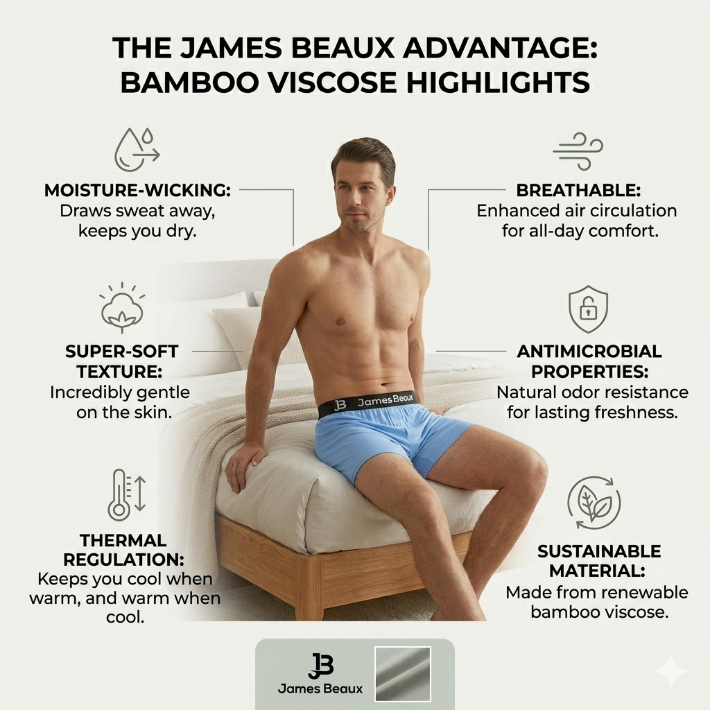 Men's Bamboo Boxer Shorts - Ultra-Soft & Breathable Underwear (Gray)