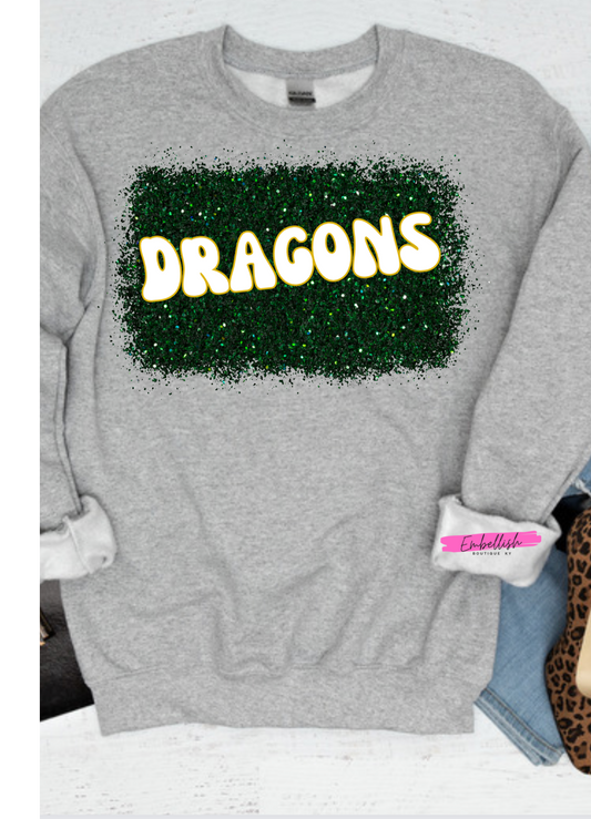 Faux Glitter Bleach - Dragons (Green Glitter)