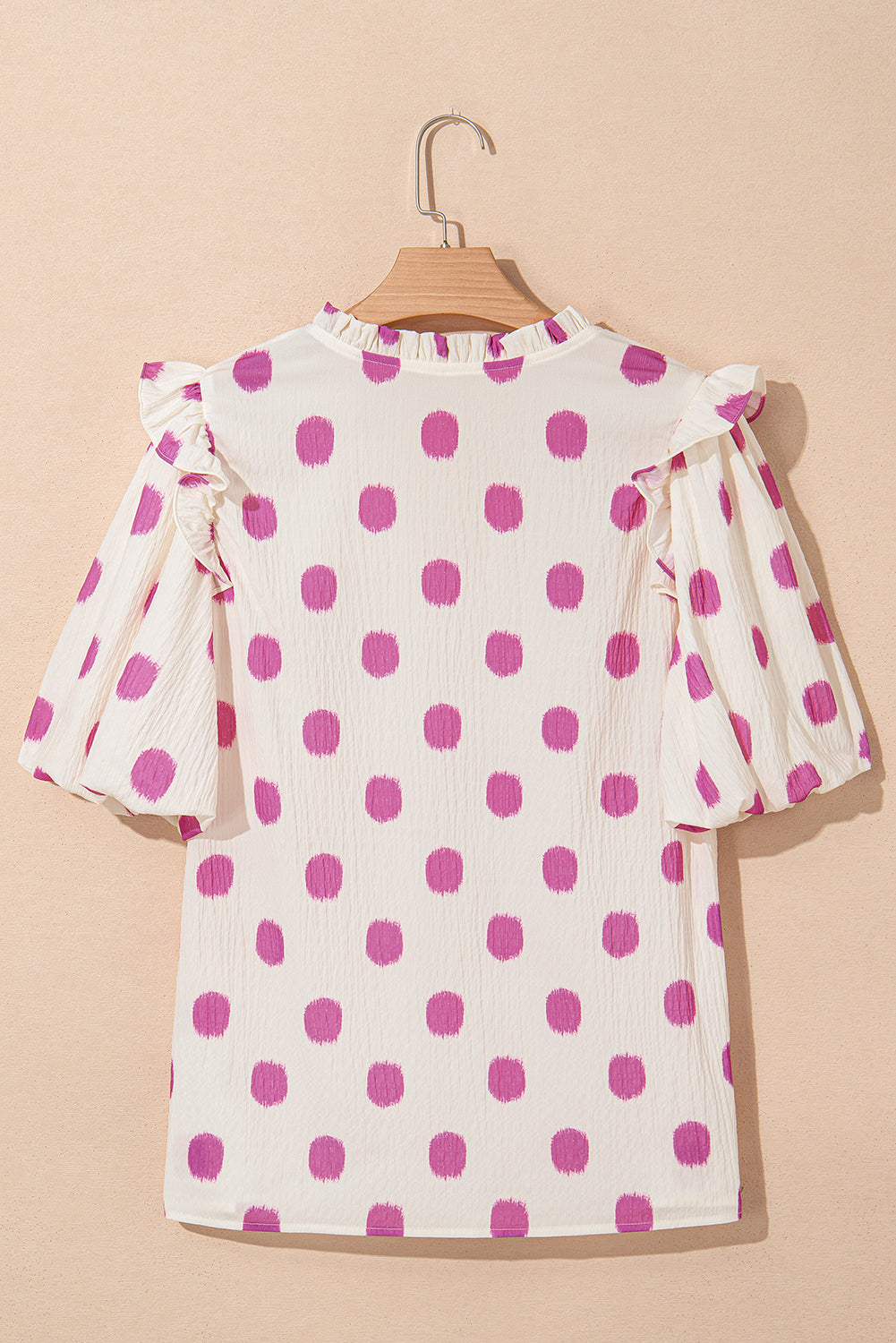Nylah Polka Dot Shirred Yoke Blouse