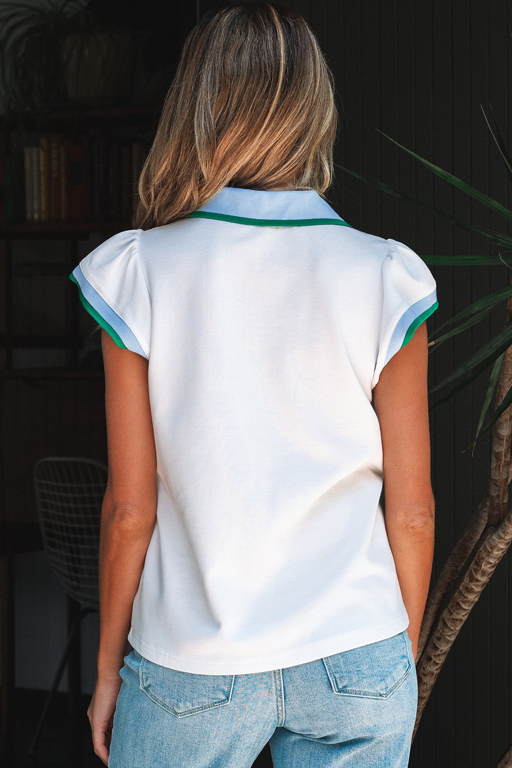 Candace Ruffled Sleeve Collared Blouse