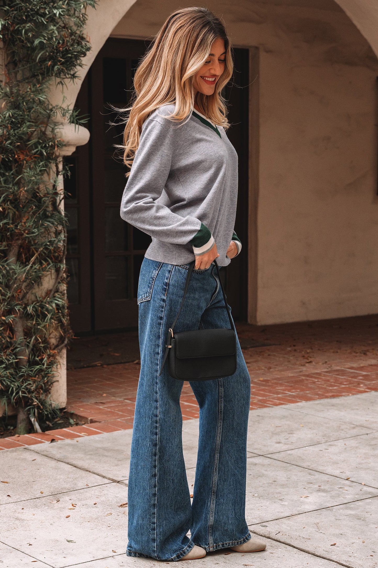 Scarlett Striped Trim Varsity Sweater