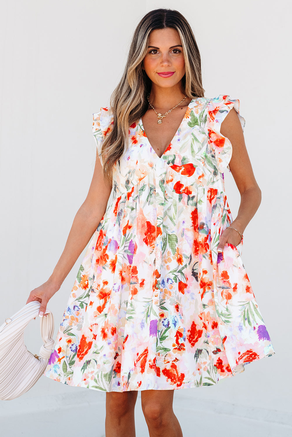 Salem Floral Ruffle Sleeve Dress