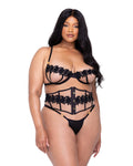 Ebony Rose 3-Piece Waspie Short Set - Cnasti Strings and Thangs - 1X / Black Cnasti Strings and Thangs