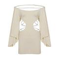 Crossover Lace Up Cutout Off Shoulder Batwing Sleeve Designer Dress for Women - Cnasti Strings and Thangs