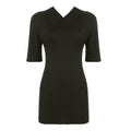 Sexy Cross Collar Solid Color Short Sleeve Split Dress Sheath Jumpsuit for Women - Cnasti Strings and Thangs