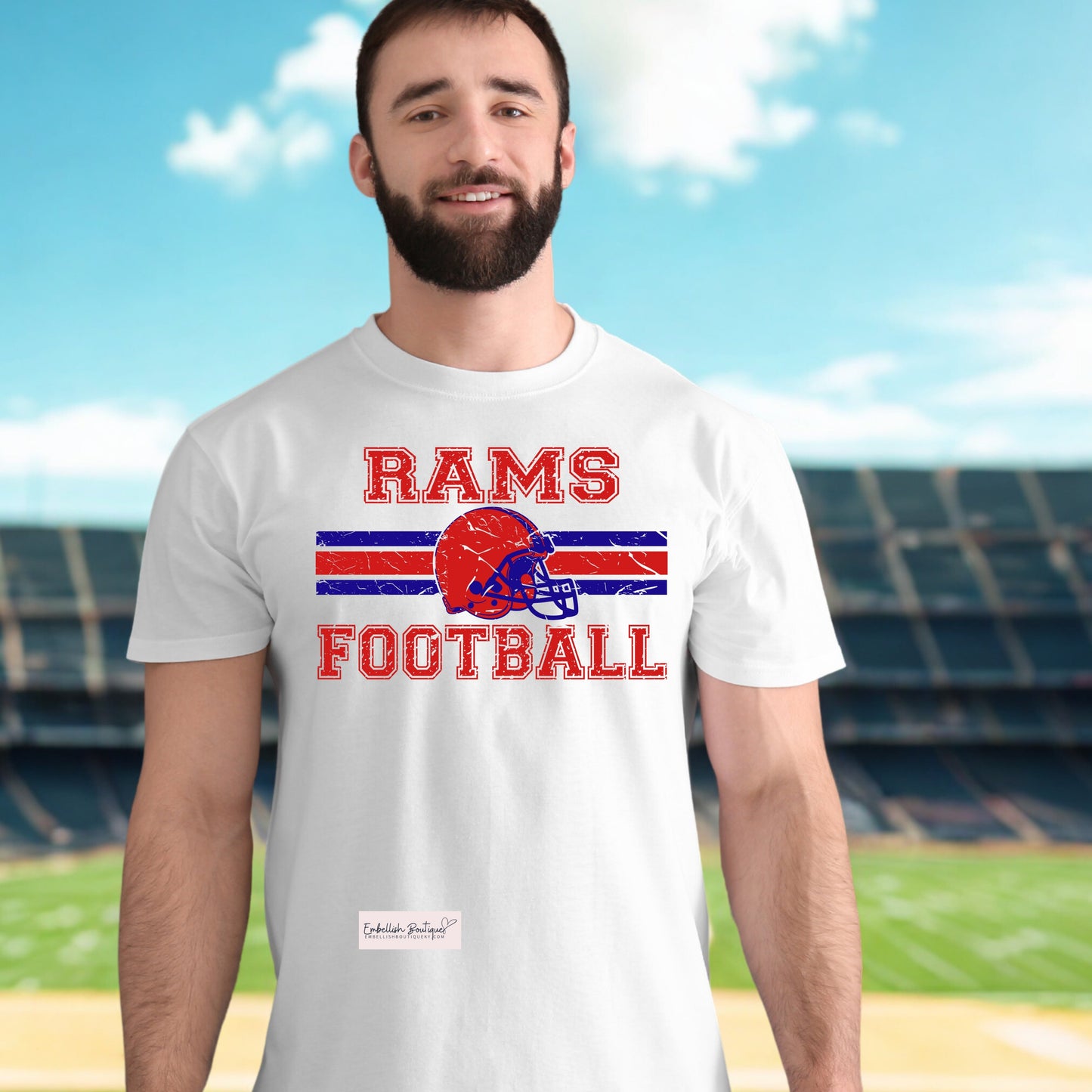 Rams Football - distressed design tee, sweatshirt or hoodie