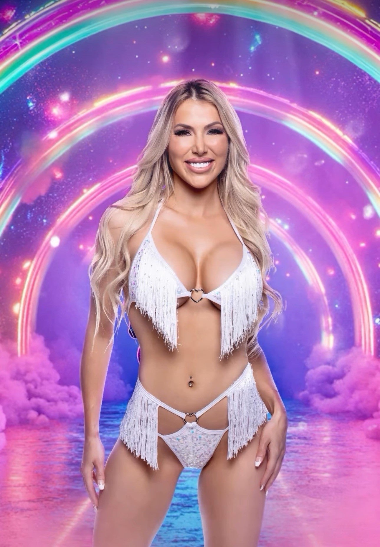 2PC Sequin & Fringe Short Set