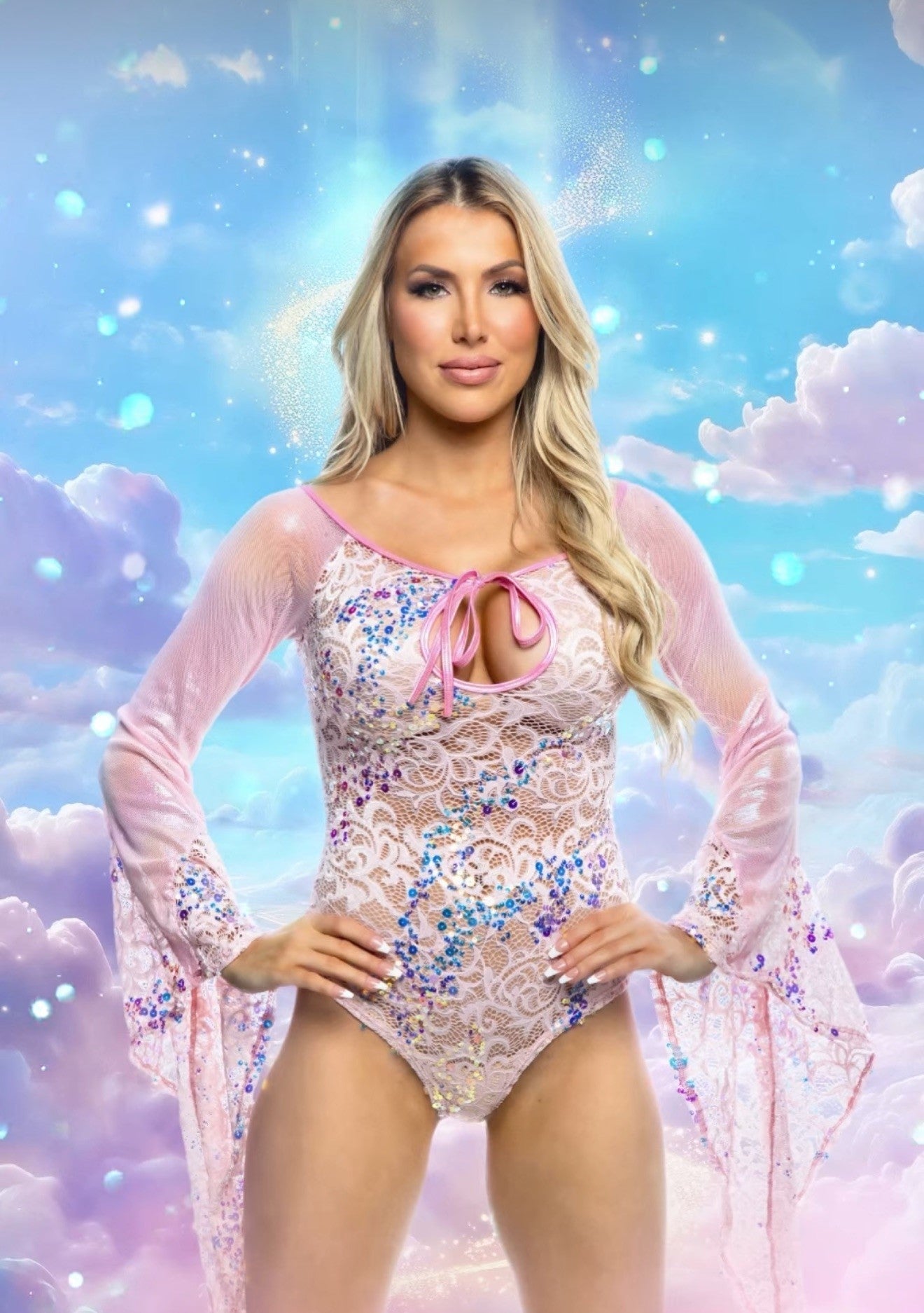 Fishnet/Mesh Sequin Flair Sleeve Top