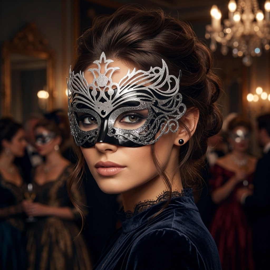 Black Silver Masquerade Mask: Midnight Elegance