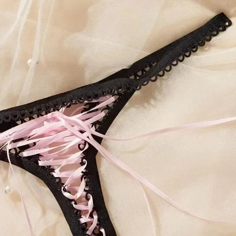 Lace Strap Hollow Thong – Low-Rise Seamless G-String