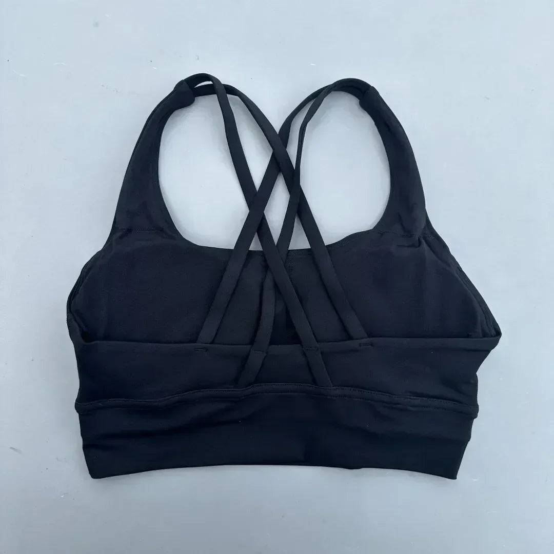 Solid Color Women Cross  Fitness sport Bra soft high strength Tight Top Comprehensive Training Gym Yoga Underwear With Chest Pad