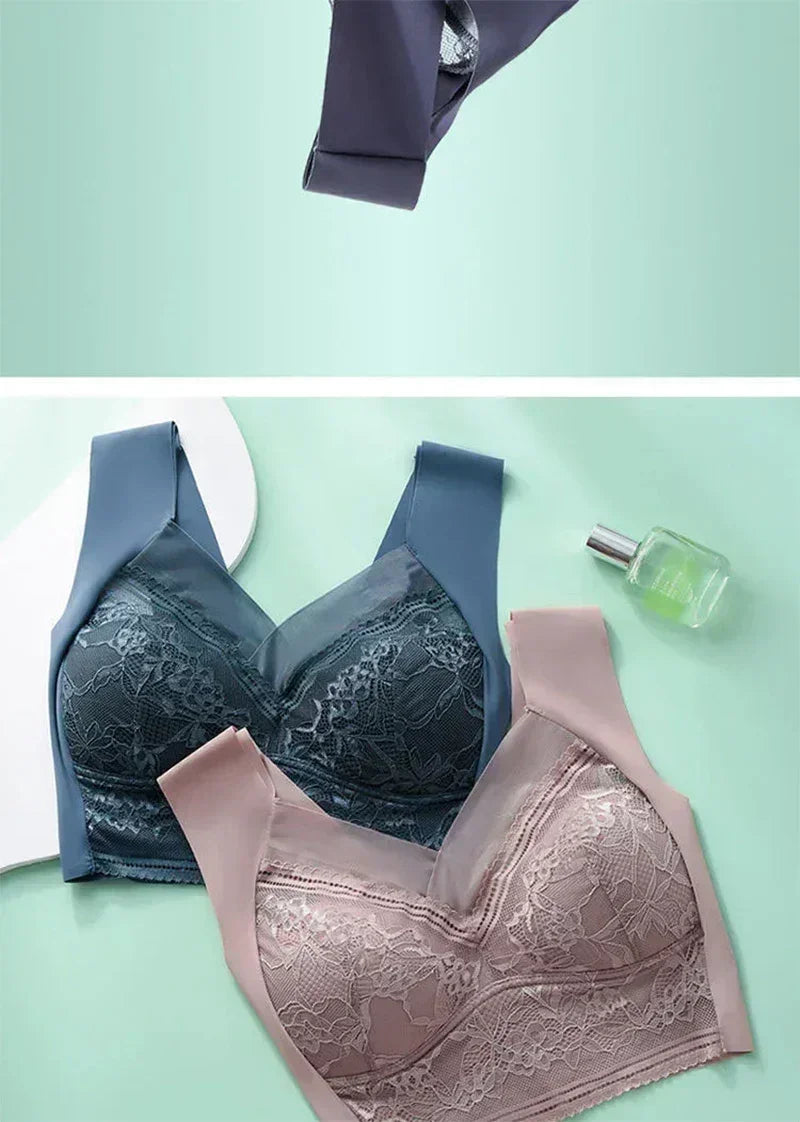 Ice Silk Seamless Push-Up Bralette – Plus Size Lace Wireless Bra