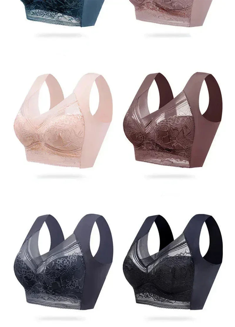 Ice Silk Seamless Push-Up Bralette – Plus Size Lace Wireless Bra
