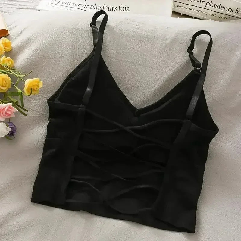 Built-In Bra Sleeveless Cami Crop Top