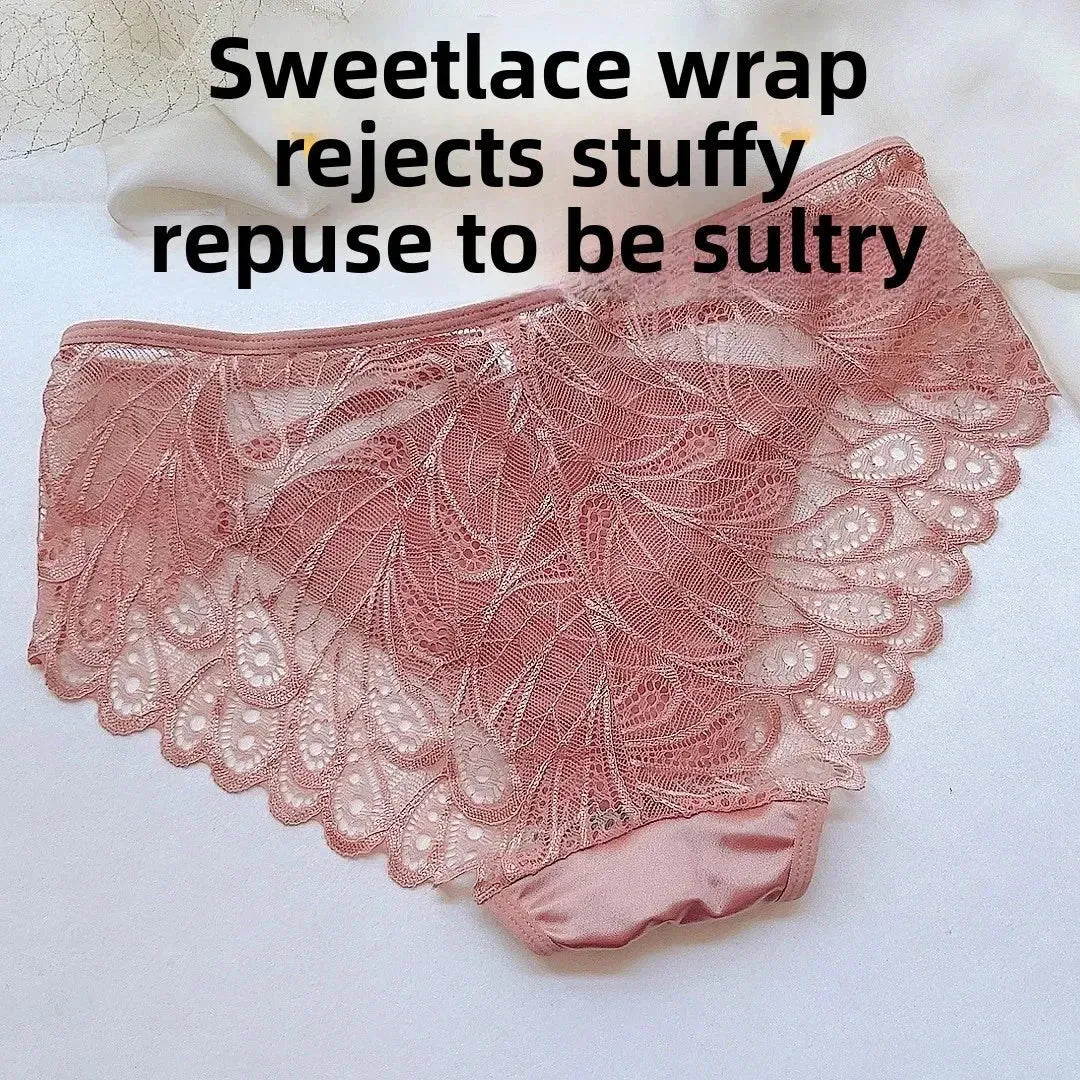 Lace Hollow Satin Briefs – Mid-Rise Plus Size Panties